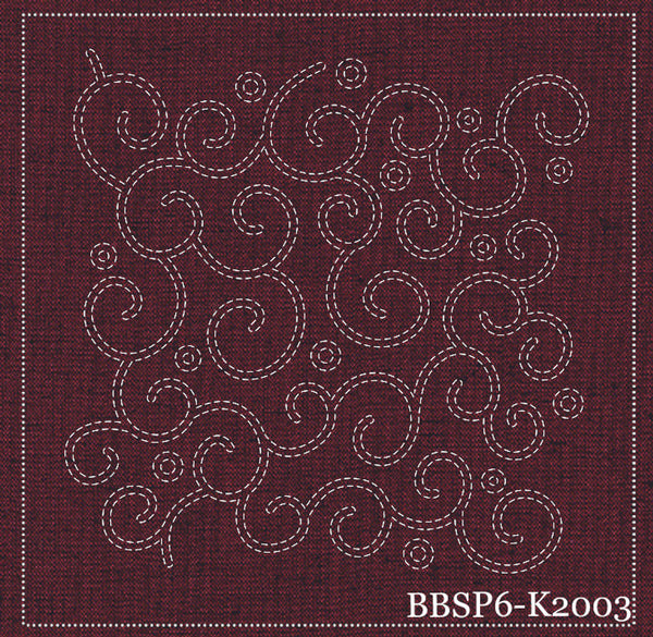 Sashiko Panel - Karakusa Red