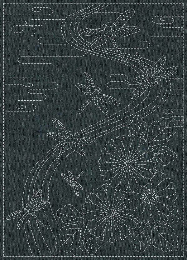 Sashiko Cloth - Twilight Dragonfly